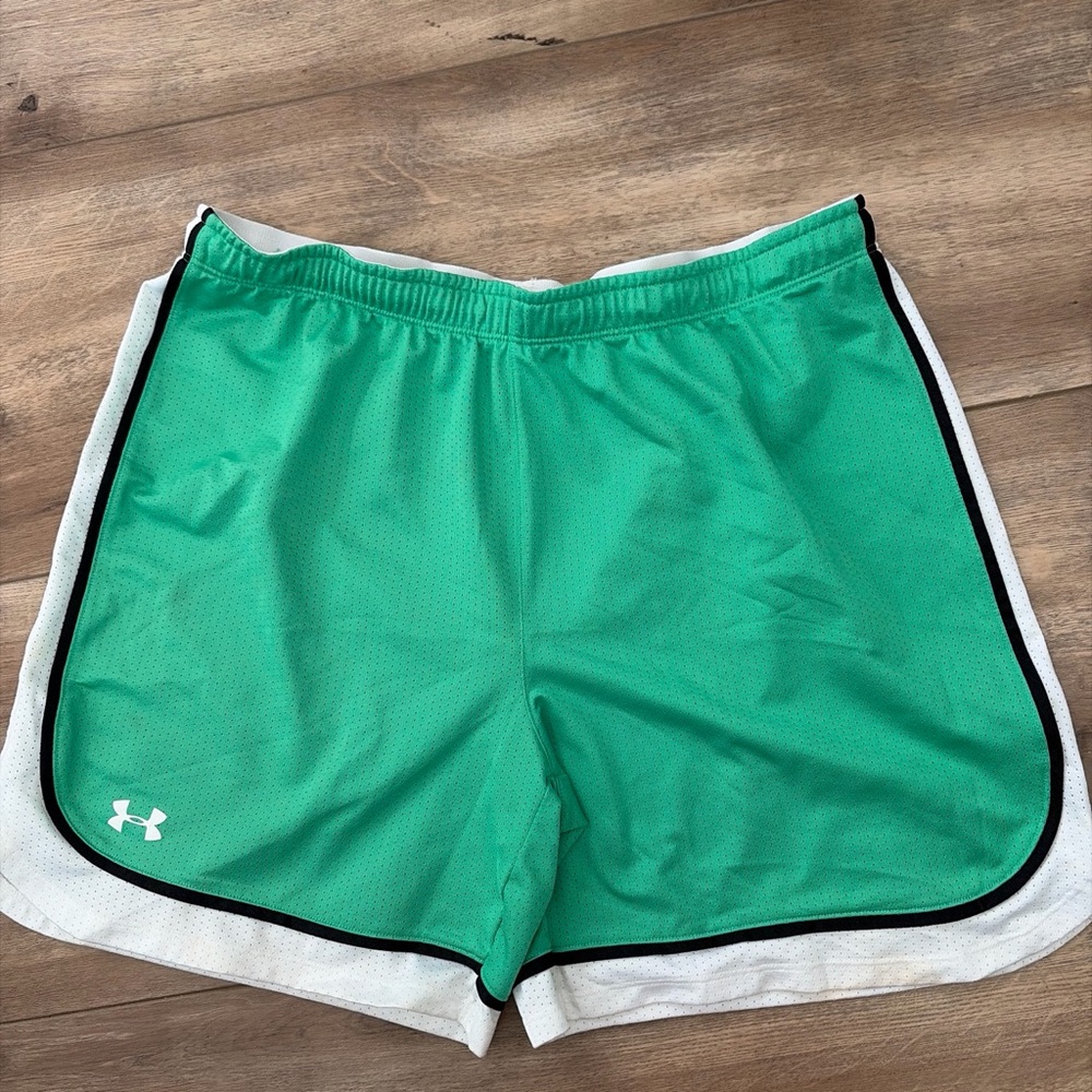 Under Armour Women's Teal Athletic Mesh Shorts with White & Black Trim